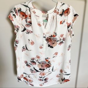 New Floral Split Neck Blouse